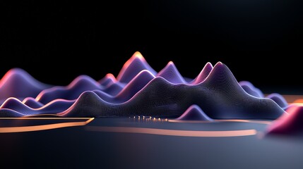 Abstract waveform visualization digital environment 3d render tech concept futuristic view