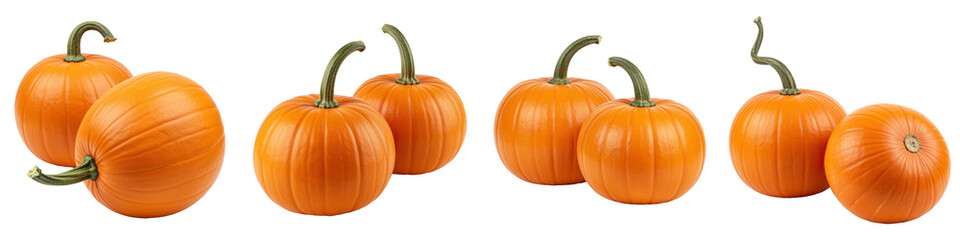 Obraz premium Two Small Orange Pumpkins, Cut Out Set