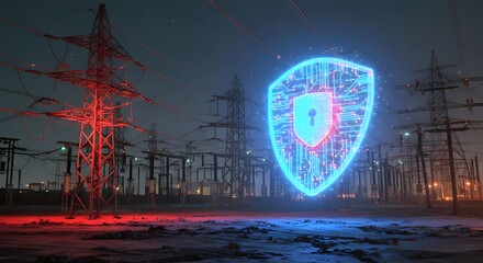 shield overlaying an industrial facility symbolizes the protection of critical infrastructure in ukraine against threats. cyber