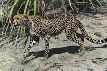 Obraz premium Cheetah walking in African savanna