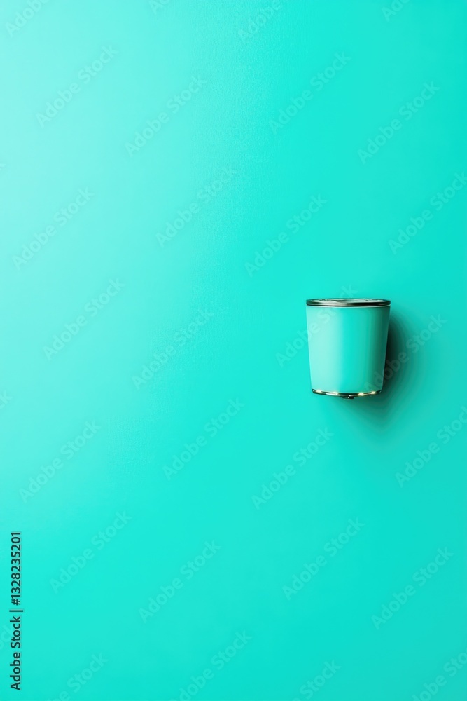 Poster lone cyberpunk-inspired gadget resting against solid smooth color backdrop