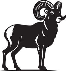 Obraz premium vector illustration of a goat, goat logo design, goat vector icon, goat silhouette vector, goat silhouette vector black and white full body eps file