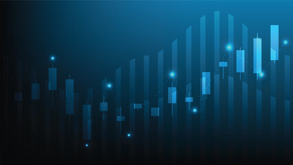 Fototapeta premium candlesticks chart and graphic bar graph on blue background
