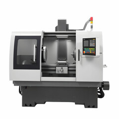 Manufacturing CNC professional lathe machine isolated on a white background