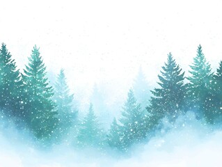 Obraz premium Snowy Mountain Landscape, Winter Tree Scenery, Watercolor Winter Tree Background, Generative AI