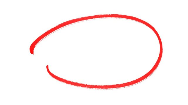 Hand-drawing marker oval frame circle animation, Red and black circle highlight with transparent background. 4K resolution