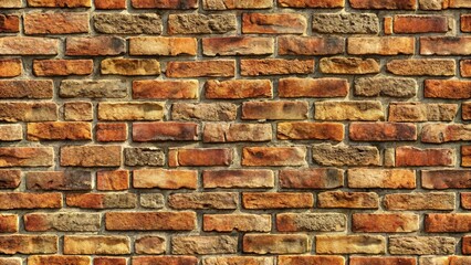 Naklejka premium Old brick wall pattern with chipped edges, rough texture, and muted vintage tones.