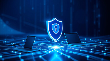 Connection between device with protective shield for data security and digital literacy