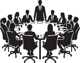 business people meeting illustration, business people meeting logo design, people vector icon, rhino silhouette vector, business people meeting silhouette vector black and white