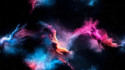 Cosmic nebula exploration outer space digital art colorful universe wide angle astronomy concept