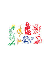 dance, dragon, unicorn, turtle, phoenix, fireworks, sparks, crown, dishes, roses, apricot blossoms, peach blossoms,