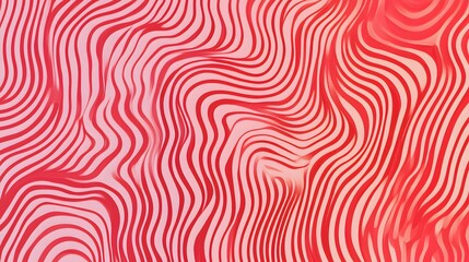 Abstract wavy red stripes on a soft gradient pink background