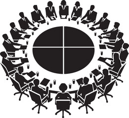 business people meeting illustration, business people meeting logo design, people vector icon, rhino silhouette vector, business people meeting silhouette vector black and white