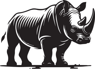 Fototapeta premium rhino vector illustration, rhino logo design, rhino vector icon, rhino silhouette vector, rhino silhouette vector black and white