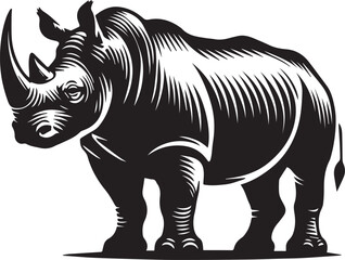 Obraz premium rhino vector illustration, rhino logo design, rhino vector icon, rhino silhouette vector, rhino silhouette vector black and white
