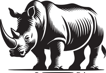 Obraz premium rhino vector illustration, rhino logo design, rhino vector icon, rhino silhouette vector, rhino silhouette vector black and white