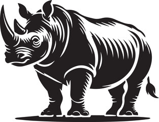 Fototapeta premium rhino vector illustration, rhino logo design, rhino vector icon, rhino silhouette vector, rhino silhouette vector black and white