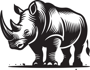 Fototapeta premium rhino vector illustration, rhino logo design, rhino vector icon, rhino silhouette vector, rhino silhouette vector black and white