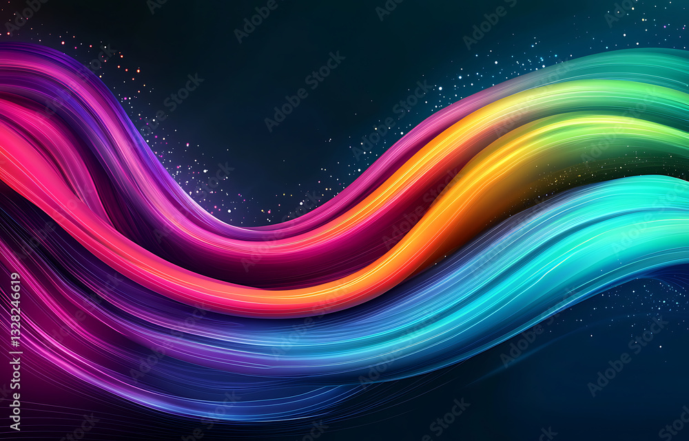 Poster dynamic colorful wave abstract digital art vibrant background modern design close-up view creative c