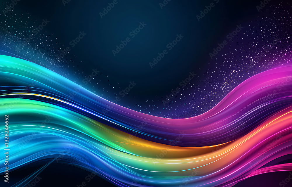 Poster dynamic color waves digital art abstract background creative design vibrant environment