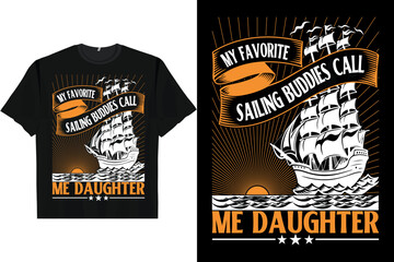 Obraz premium Japanese Retro Harajuku Ukiyo-MY FAVORITE SAILING BUDDIES CALL ME DAUGHTER Men's Women's T-Shirt