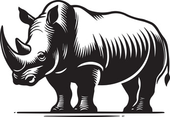 Fototapeta premium rhino vector illustration, rhino logo design, rhino vector icon, rhino silhouette vector, rhino silhouette vector black and white