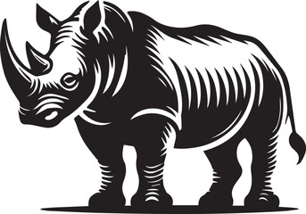 Obraz premium rhino vector illustration, rhino logo design, rhino vector icon, rhino silhouette vector, rhino silhouette vector black and white