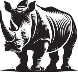 Obraz premium rhino vector illustration, rhino logo design, rhino vector icon, rhino silhouette vector, rhino silhouette vector black and white