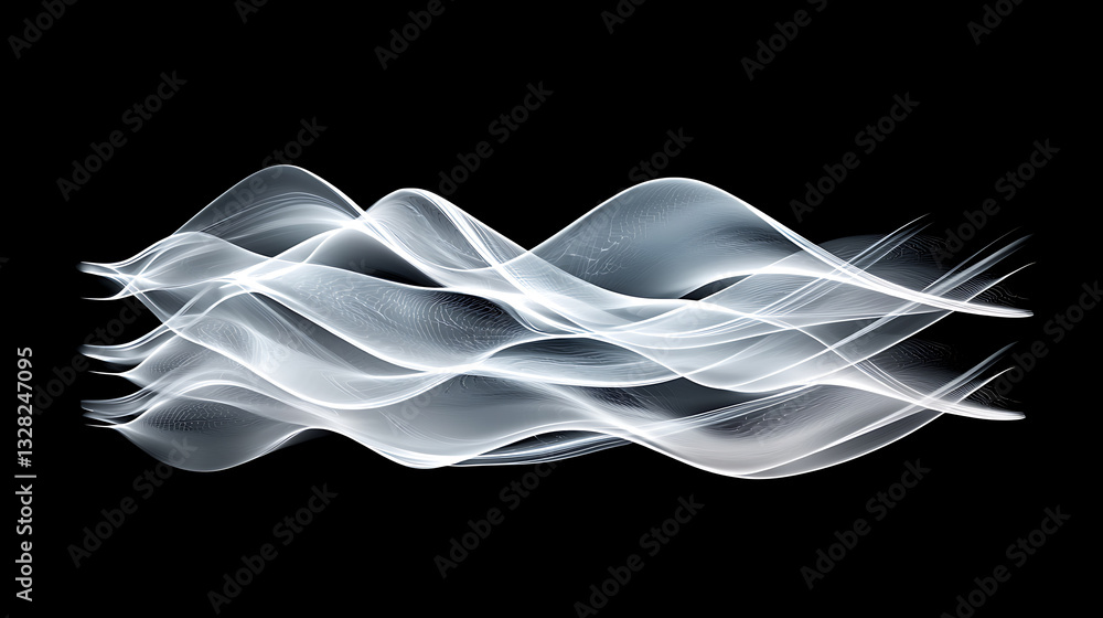 Poster dynamic wave patterns abstract art digital artwork black background close-up view motion and flow co