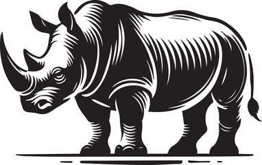 Fototapeta premium rhino vector illustration, rhino logo design, rhino vector icon, rhino silhouette vector, rhino silhouette vector black and white