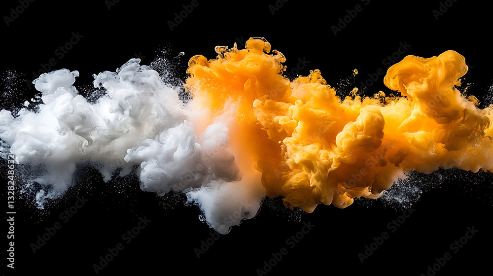 Aufkleber explosive colorful smoke clouds dark background digital art abstract environment dynamic viewpoint v