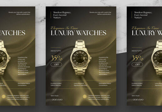 Gold And White Luxury Watch Flyer