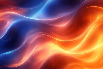 Obraz premium Abstract background with flowing blue and orange lines, creating a blurred digital art effect, showcasing dynamic motion and color blending.
