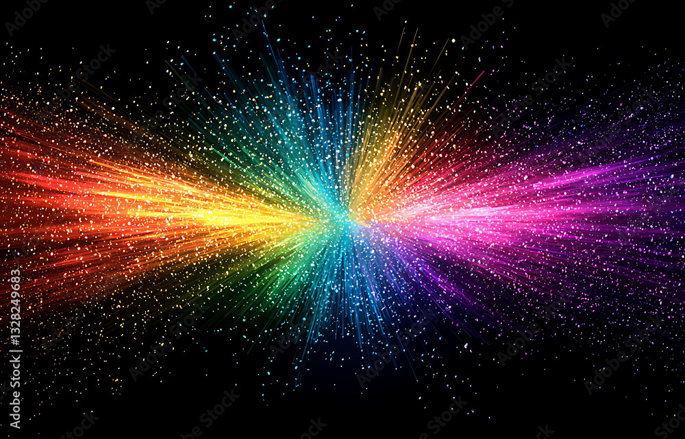 Aufkleber vibrant color explosion digital art abstract design cosmic environment dynamic viewpoint creativity 
