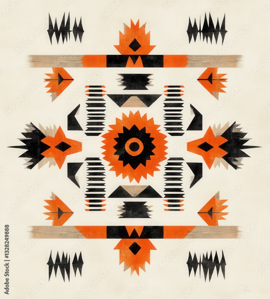 Poster intricate pattern of dynamic arrows in bold colors creating a sense of direction and movement