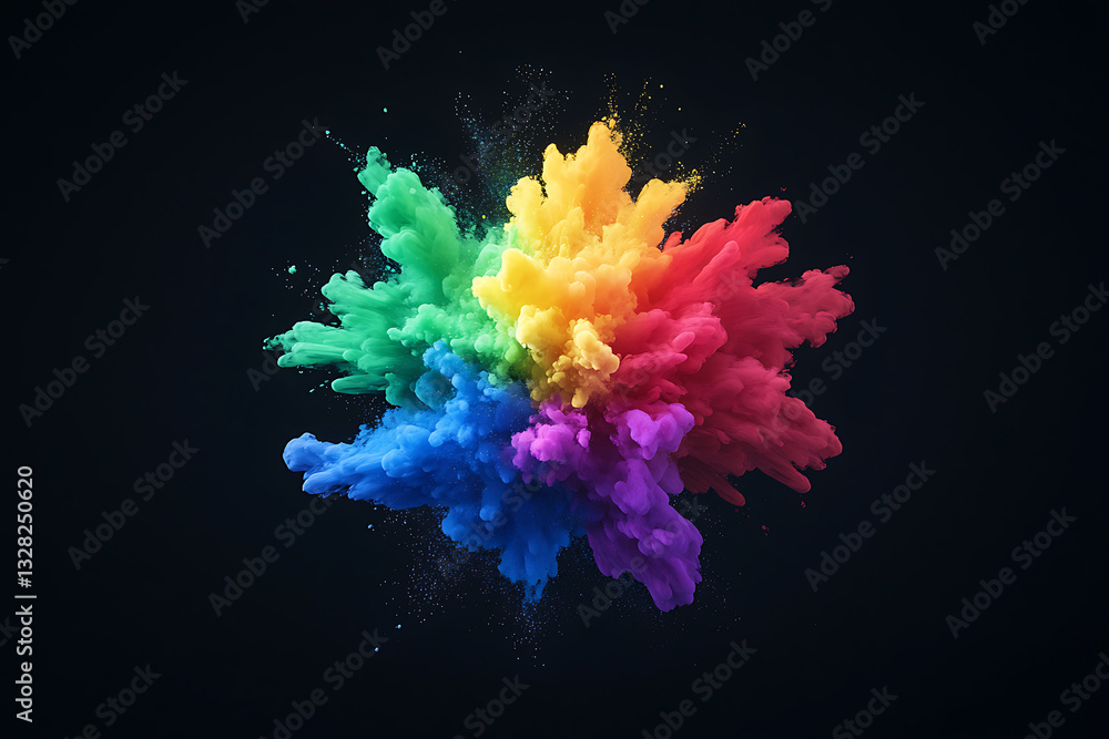 Poster vibrant color explosion abstract art digital artwork dark background dynamic composition visual impa