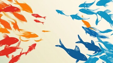 A flock of colorful fish swimming together in clear water creating an engaging underwater scene