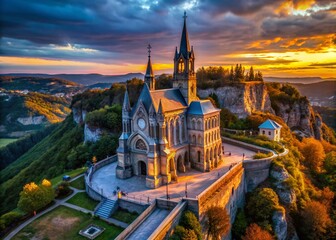 Obraz premium Panoramic View of Baroque Chapel Notre Dame de la Gorge, Stunning Architectural Detail