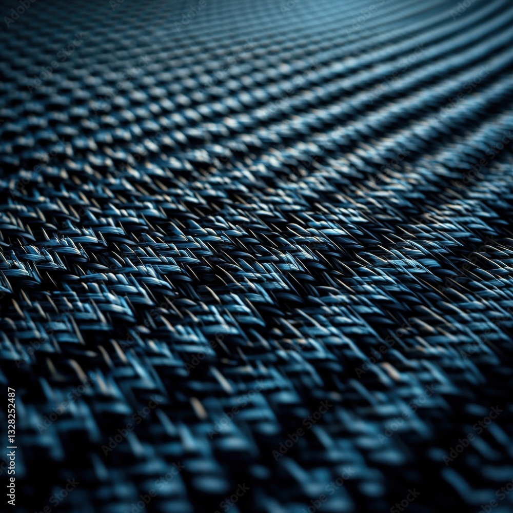 Poster a vibrant blue background featuring a striking black and white pattern creating visual interest