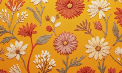 Colorful floral embroidery design
