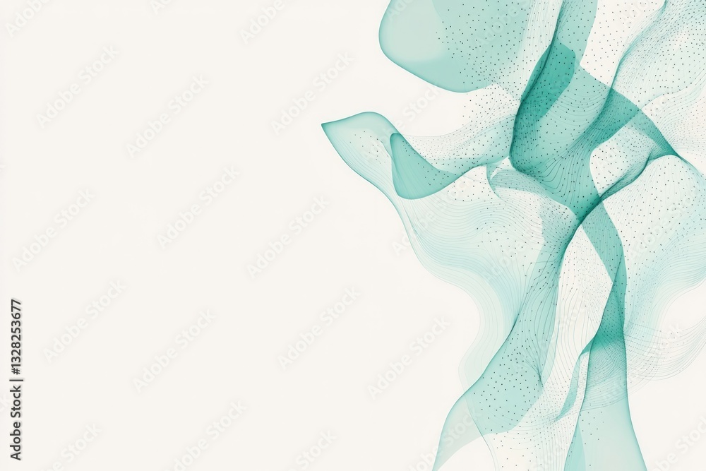 Poster abstract design featuring intricate lines and dots in minimalist style on plain background with ampl