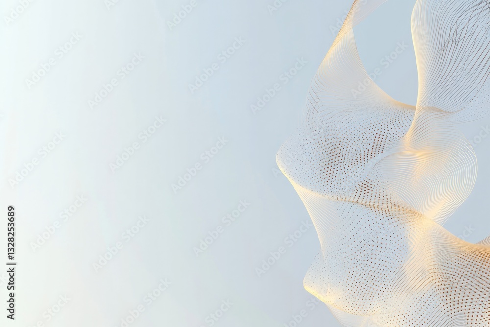 Poster abstract design featuring intricate lines and dots in minimalist style on plain background with ampl