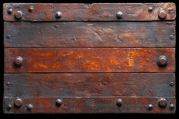 Rusty Wooden Planks Background Texture with Metal Rivets