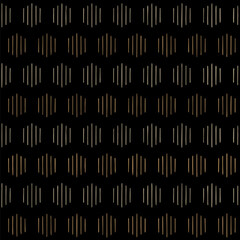 hexagons of hand drawn stripes. gold, silver, black repetitive background. vector seamless pattern. geometric fabric swatch. wrapping paper. continuous design template for textile, linen, home decor