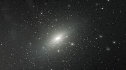 A detailed, isolated elliptical galaxy with a dense core surrounded by scattered stars and soft cosmic dust, against a dark space backdrop.