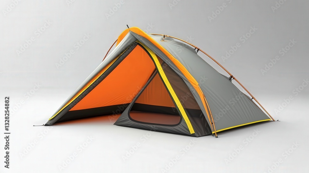 Poster foldable tent prototype designed for backpacking, featuring quick-setup technology and weather-resis