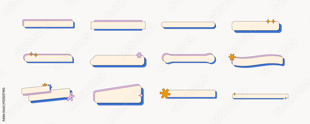 Poster retro long frame element set. text box aesthetic.