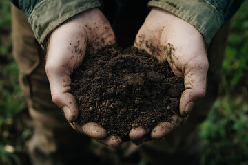 hands planting seeds in soil holding dirt 