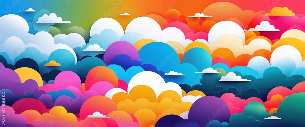 Poster cloud pattern on colorful plain background digital abstract art work illustration design