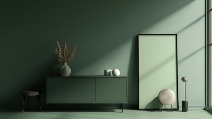 modern Scandinavian mock-up with green color scheme